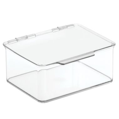 mDesign Plastic Home Office Desk Storage Organizer Bin Box with Hinge Lid, Clear. View a larger version of this product image.