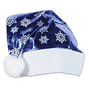 Beistle Christmas Party Decorative Metallic Blue Santa Hat (1/Card) - 12 Pack