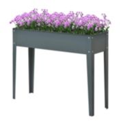 Outsunny 40" x 12" x 32" Metal Raised Garden Bed Planter Box with Durable Material & 3 Bottom Drain Holes, Dark Grey