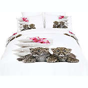 Dolce Mela Cotton Twin Size Duvet Cover Sheets Set -  Baby Leopards