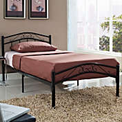 Slickblue Twin size Black Metal Platform Bed with Headboard and Footboard