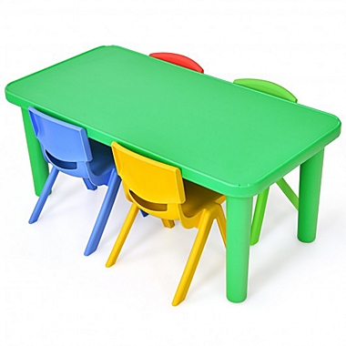 Costway Kids Colorful Plastic Table and 4 Chairs Set. View a larger version of this product image.