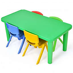 Costway Kids Colorful Plastic Table and 4 Chairs Set