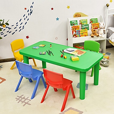 Costway Kids Colorful Plastic Table and 4 Chairs Set. View a larger version of this product image.