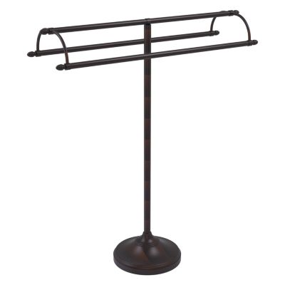 Free Standing "Essence" Towel Rail Stand with Oval Black Glass Base 