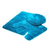 Kashi Home 3PC BATHROOM SET RUG CONTOUR MAT TOILET LID COVER SOLID COLOR BATHMAT MARY