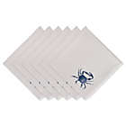 Alternate image 0 for Contemporary Home Living Set of 6 20" x 20" Blue and White Crab Printed Tonal Fringe Napkins