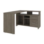 Bestar Equinox 56W L-Shaped Desk in walnut grey