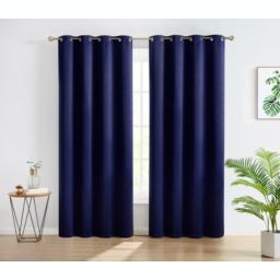 THD Cambridge 100% Full Complete Blackout Heavy Thermal Insulated Energy Saving Heat/Cold Blocking Grommet Curtain Drapery Panels for Bedroom & Living Room, Set of 2