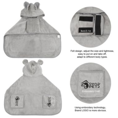 Ownpets Super Absorbent Soft Dog Drying Coat with Cap & Pocket L Size. View a larger version of this product image.