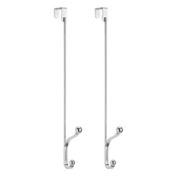 mDesign Long Metal Over Door Storage Organizer Rack, 2 Hooks, 2 Pack