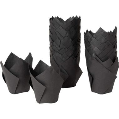 Juvale Black Tulip Cupcake Liners for Weddings and Birthday, Paper Baking Cups (100 Pack). View a larger version of this product image.