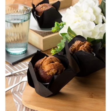 Juvale Black Tulip Cupcake Liners for Weddings and Birthday, Paper Baking Cups (100 Pack). View a larger version of this product image.