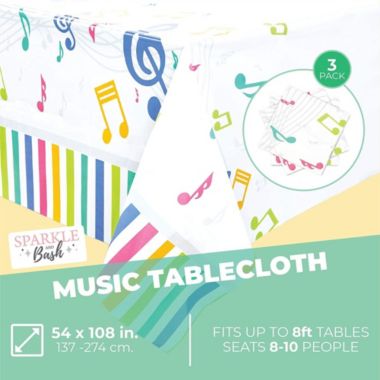 Sparkle And Bash 3 Pack Music Note Plastic Tablecloths For Birthday Party Band Night 54 X 108 In Bed Bath Beyond