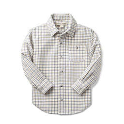 Hope & Henry Boys' Brushed Button Down Shirt (White & Yellow Small Windowpane Check, 18-24 Months)