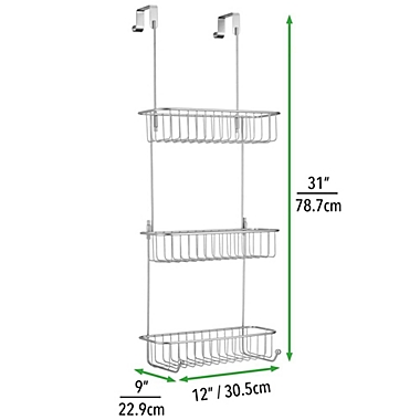 mDesign Metal Over Shower Door Caddy, Bathroom Storage Organizer. View a larger version of this product image.
