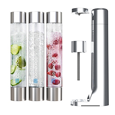 FIZZPod One Touch Sparking Soda Maker Machine with 3 Bottles- Polished Chrome. View a larger version of this product image.