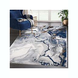 Allure 812 Navy Blue Gray White Rugs Abstract Distressed Textured  5x7 8x10 aprx 
