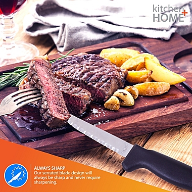 Kitchen + Home Steak Knives - Stainless Steel Serrated Steak Knife - 6 Pack. View a larger version of this product image.