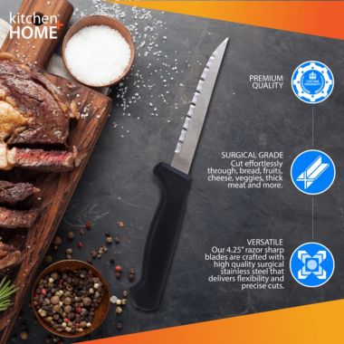 Kitchen + Home Steak Knives - Stainless Steel Serrated Steak Knife - 6 Pack. View a larger version of this product image.