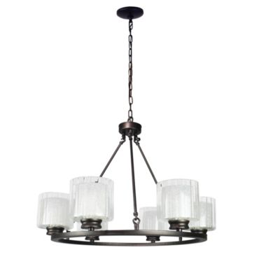 Canyon Home Fremont 6 Bulb Wagon Wheel Light Fixture with Glass Shades, Elegant Overhead Lighting for Foyer, Living and Dining Room, or Home Entryways, Dimmable Option. View a larger version of this product image.