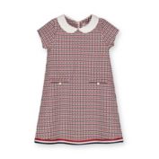 Hope & Henry Girls&#39; Ponte A-Line Dress (Berry and Navy Houndstooth, 3-6 Months)