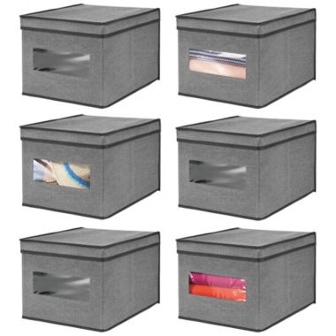 mDesign Stackable Fabric Closet Storage Organizer Box, 6 Pack. View a larger version of this product image.