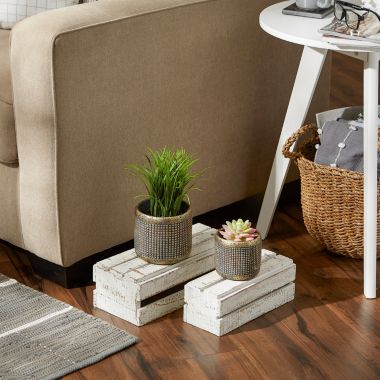 Accent Plus Cement Flower Pot Set - Weathered Gold Metallic. View a larger version of this product image.