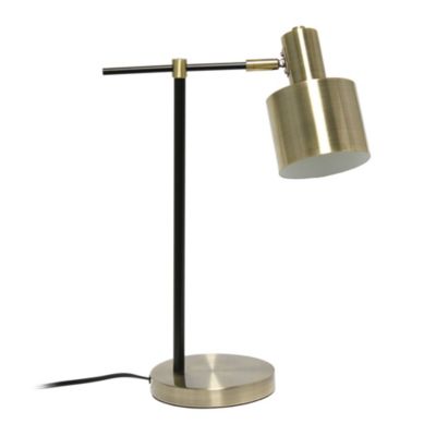 Simple Designs Industrial Style Metal Table Lamp with On/Off Rocker Switch - Antique Brass