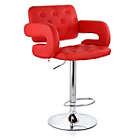 Alternate image 0 for Elama Faux Leather Tufted Bar Stool in Red with Chrome Base and Adjustable Height