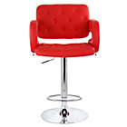 Alternate image 2 for Elama Faux Leather Tufted Bar Stool in Red with Chrome Base and Adjustable Height