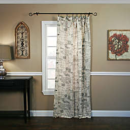 Ellis Curtain Script 100 Percent High Quality Fabric Classic Print Rod Pocket Panel Window Curtain - 48 x 63