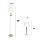 Alternate image 2 for Lalia Home Perennial Traditional Valletta 3 Piece Metal Lamp Set (2 Table Lamps, 1 Floor Lamp) For Living Room, Bedroom, Home Decor With White Empire Fabric Shades And Gray Finish