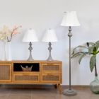 Alternate image 3 for Lalia Home Perennial Traditional Valletta 3 Piece Metal Lamp Set (2 Table Lamps, 1 Floor Lamp) For Living Room, Bedroom, Home Decor With White Empire Fabric Shades And Gray Finish