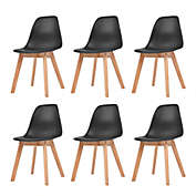vidaXL Dining Chairs 6 pcs Black Plastic