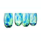 Blue Rose Polish Pottery Hand blown Water Glass Set