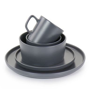 Elama Luxmatte Dark Grey 20 Piece Dinnerware Set. View a larger version of this product image.