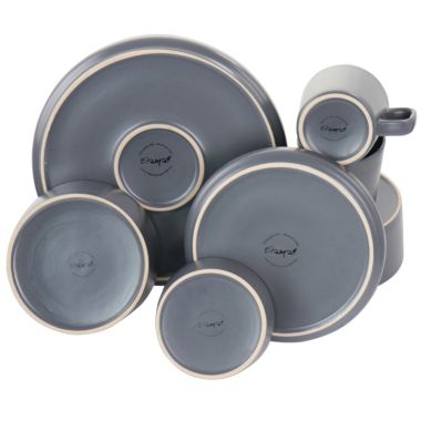 Elama Luxmatte Dark Grey 20 Piece Dinnerware Set. View a larger version of this product image.