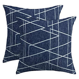 PiccoCasa Polyester Square Throw Sham Covers, 18X18In Navy Blue
