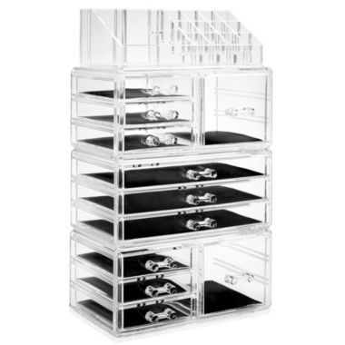 Casafield Acrylic Cosmetic Makeup Organizer & Jewelry Storage Display Case - Large 16 Slot, 2 Box & 9 Drawer Set - Clear. View a larger version of this product image.