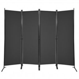 Costway 4-Panel  Room Divider with Steel Frame-Black