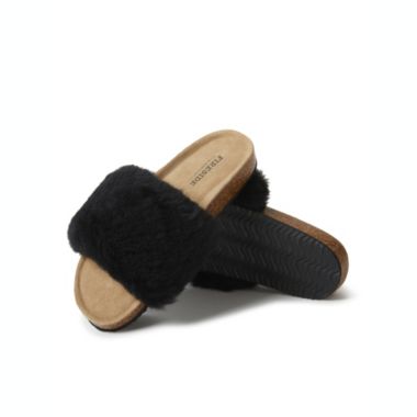Dearfoams Womens Canberra Genuine Shearling Footbed Slide. View a larger version of this product image.