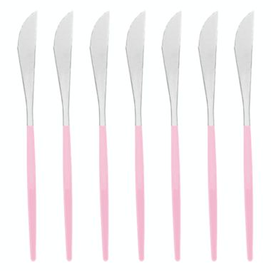 Smarty Had A Party Silver with Pink Handle Moderno Disposable Plastic Dinner Knives (240 Knives). View a larger version of this product image.