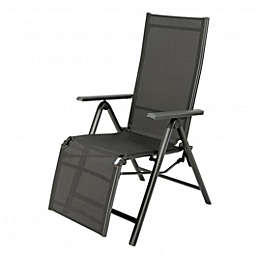 Costway Aluminum Frame Outdoor Foldable Reclining Chair-Gray
