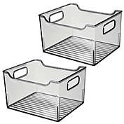 mDesign Plastic Office Storage Bin Container, Desk Organizer, 2 Pack - Gray