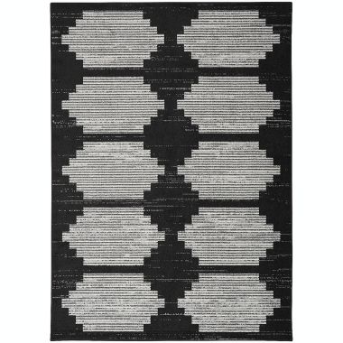 Nourison Modern Passion Mid-Century Modern Indoor Rug Blk/Grey 5'3" x 7'3". View a larger version of this product image.