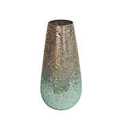 Kingston Living 12" Green and Bronze Ombre Crackled Glass Vase