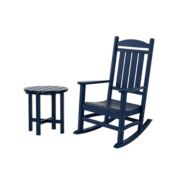 WestinTrends 2-Piece Classic Porch Rocking Chair With Side Table Set, Navy Blue