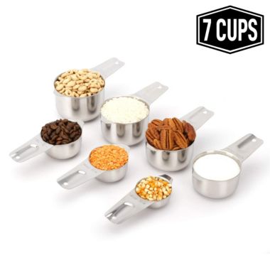 2LB Depot Measuring Cups, Premium 18/8 Stainless Steel Metal, Stackable & Nesting, Accurate Measuring Cup Design for Dry & Liquid Ingredients, 7 Piece Set. View a larger version of this product image.