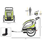 Alternate image 2 for Aosom 2-in-1 Folding Child Bike Trailer & Baby Stroller with Safety Flag, Light Reflectors, & 5 Point Harness, Green